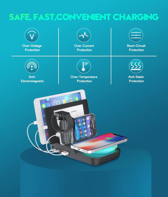 查看[70W Charging Station for Multiple Devices, 5 in 1 Fast Charging Dock ...
