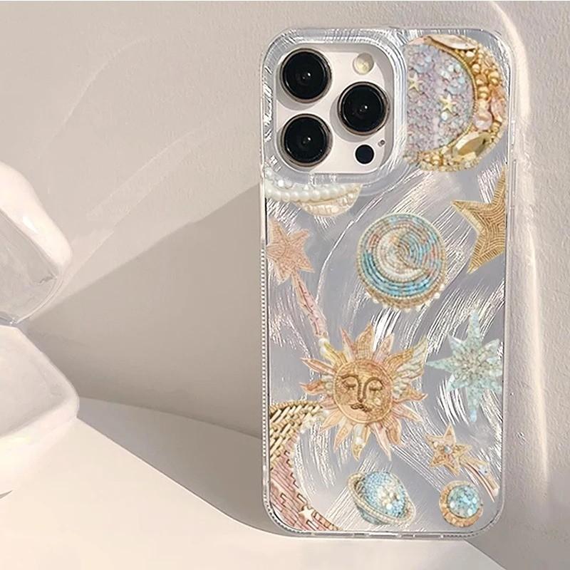 Pattern Cell Phone Star Embroidered Star Moon Pattern Phone Case, Soft Pro TikTok爆款商品分析 - GMV ...