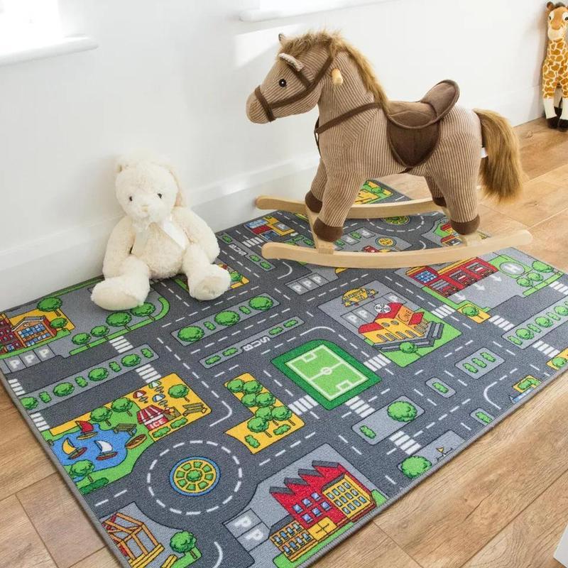 查看[Children's Village Mat Kids Rugs Town Road Map City Cars Toy Rug ...