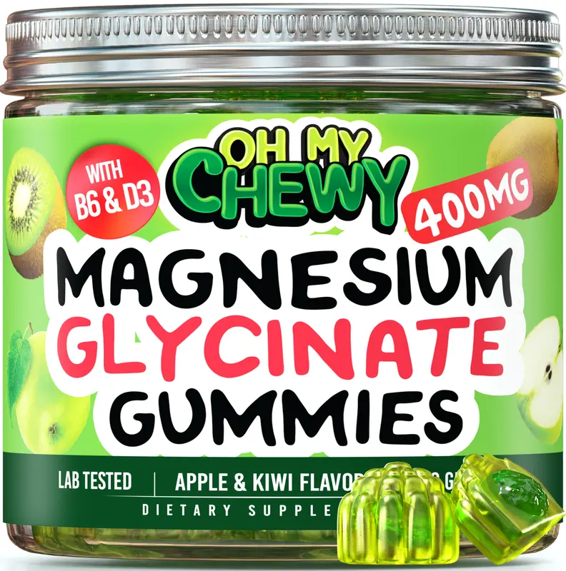 Double Flavored Magnesium Glycinate Gummies 400mg – Supplement for Relaxation, Sleep & Muscle Support – Healthcare, Dietary & Fitness Vitamin