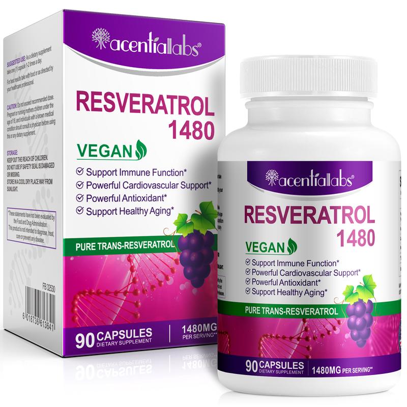 Acentialabs Resveratrol 1480MG with Quercetin 90 Capsules