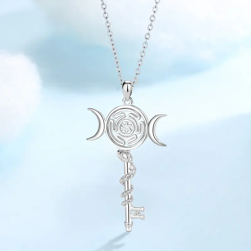 Eudora 925 Sterling Silver Triple Moon Hecate Wheel Necklace, Vintage ...