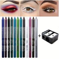 12 Colour gothic Eyeliner Pencil Free Sharpener Cosmetic Set Water Sweat Resistant High Shine Pearl Smoky Punk Goth Eyeliner Back To School colorful Lipliner Makeup