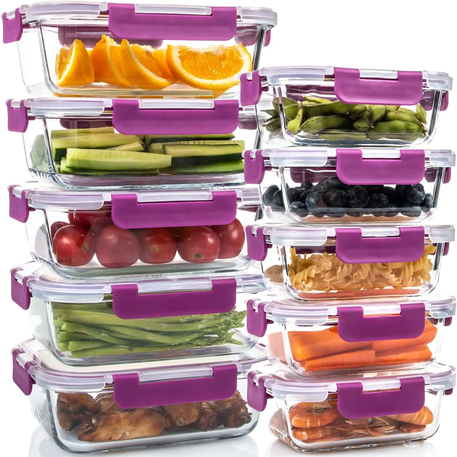 查看[10 Pack Glass Food Storage Containers with Lids, Leakproof Airtight ...