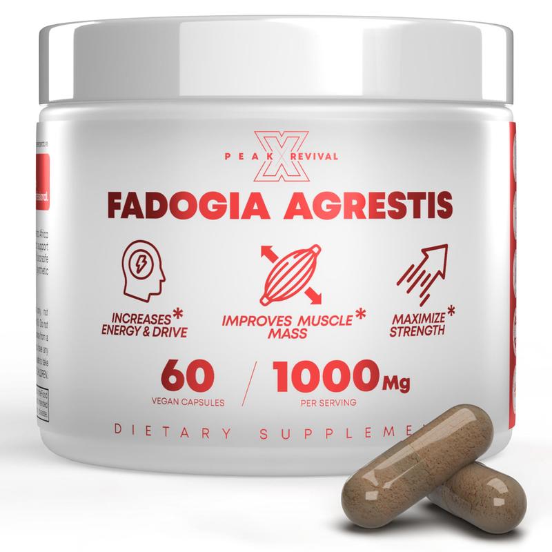 Peak Revival X Fadogia Agrestis 1000 Mg Capsules GMO Free Gluten Free Organic Edible Supplement Fitness Dietary Healthcare