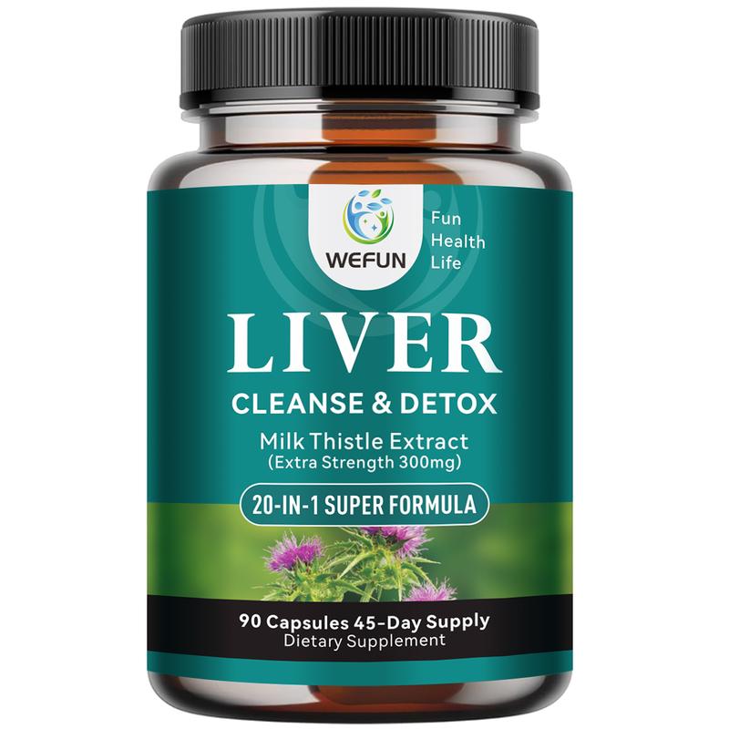 WEFUN Liver Cleanse Detox Dietary Supplement, Made with Milk Thistle, Dandelion Root , Artichoke leaf, Vitamin and More Healthcare fitness Ingredients