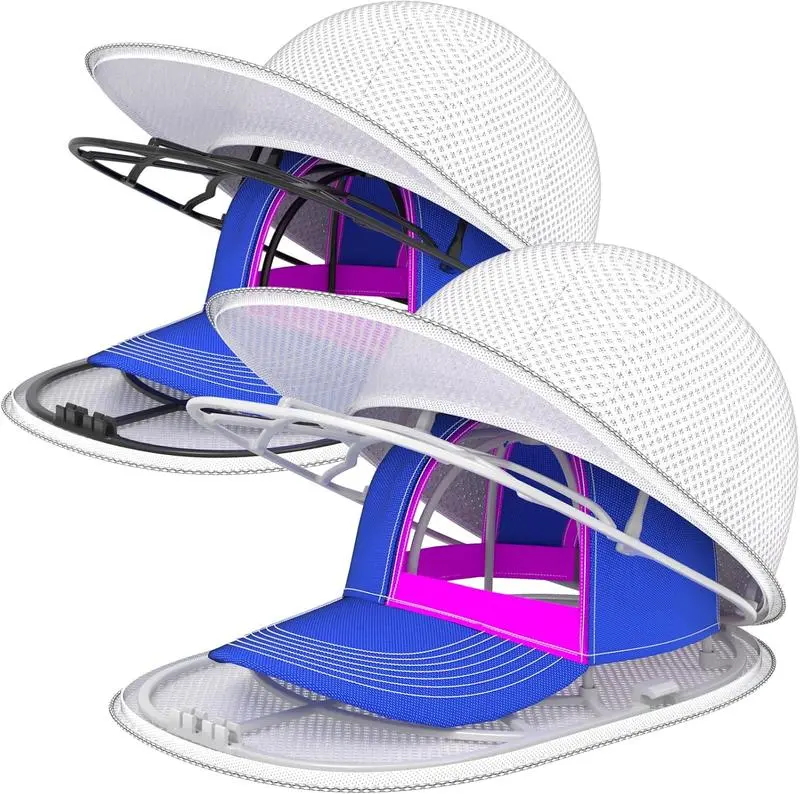 Cap washer cages inside zip mesh bags holding baseball caps