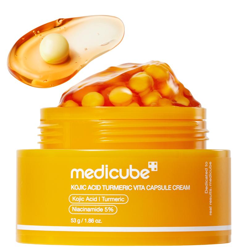 [medicube] Kojic Acid Turmeric Vita Capsule Cream for Uneven Skin Tone | Tone Renewal & Radiance Care for troubled skin | Turmeric, Kojic, Vitamin C | Korean Skin Care 1.86 oz