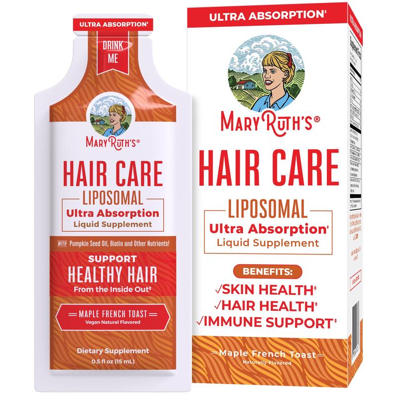 MaryRuth's Hair Care Liposomal - Hair Growth Vitamins - Vitamin D3, Vitamin E, Biotin, Hyaluronic Acid, & Selenium - Vegan - Haircare - 14 Pouches