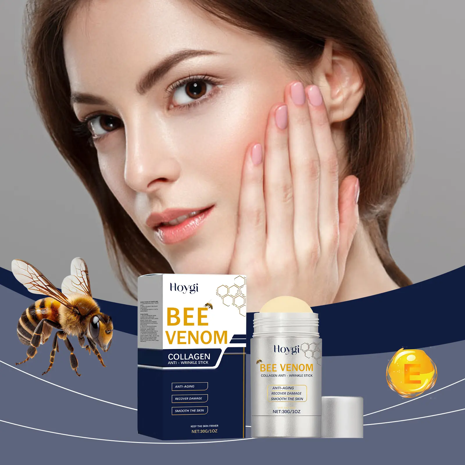 Bienengift Serum-Stick & Kollagen-Peptide Creme – Straffendes Serum Gegen Falten Für Gesicht Und Körper
