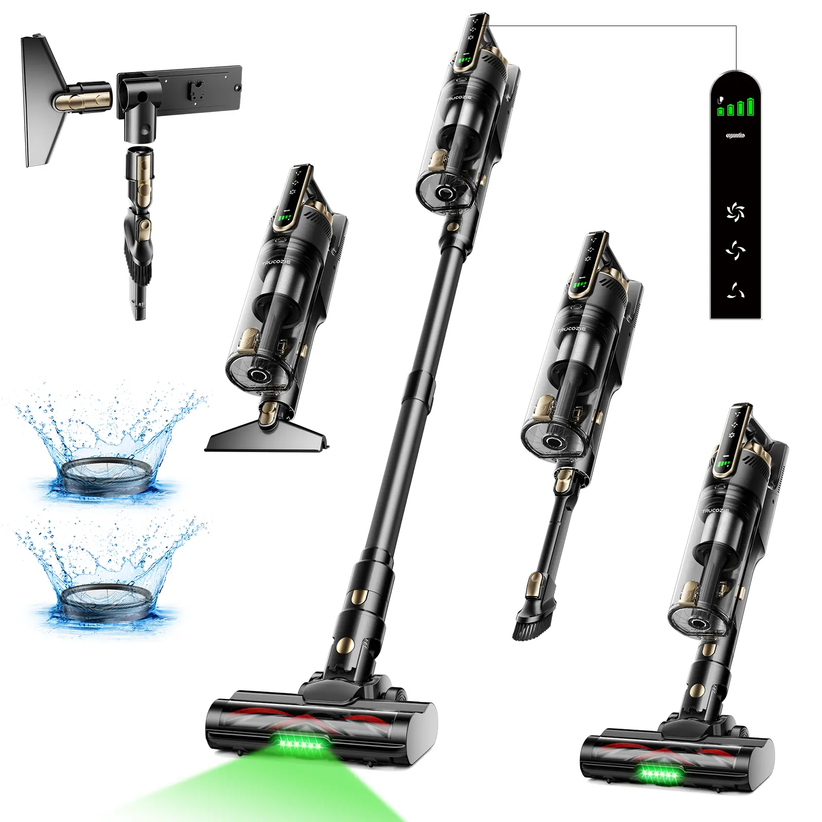【2026 New Arrivals】Trucozie T550 Cordless Vacuum Cleaner, 40kPa Powerful Suction Smart Stick Vacuum with 50 Mins Runtime, 8-in-1 Lightweight Handheld/Upright Vacuum for Hardwood Floor, Carpet, Pet Hair & Car