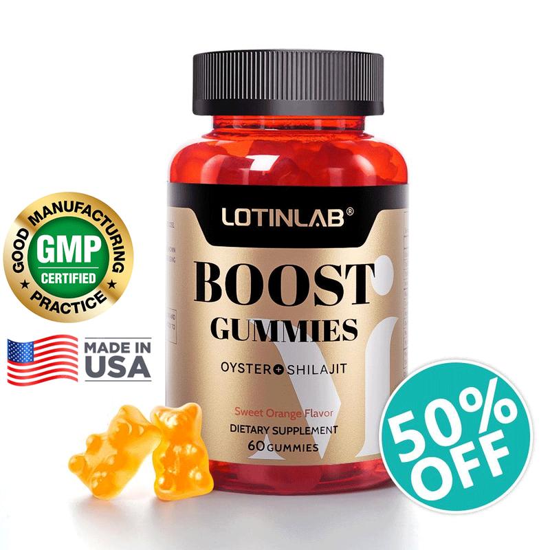 LOTINLAB BOOST GUMMY - Daily Dietary Supplement for Strength with Vitamin B3, Oyster Extract, Shilajit, Taurine, Inositol - Non-GMO, Gluten-Free, Gelatin-Free - 60 Gummies - Made in USA, GMP