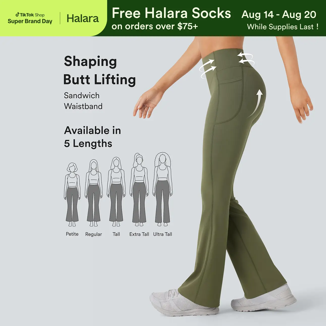 【Creator’s Pick】Halara UltraSculpt High Waisted Scrunch Butt Lifting Tummy Control Pocket Shaping Yoga Bootcut Leggings
