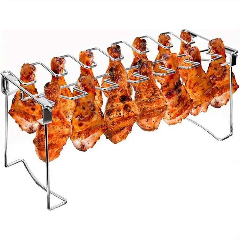 Using A Wingette Rack Stainless Steel Chicken Leg & Wing Rack, 1 Count Foldable Vertical ...