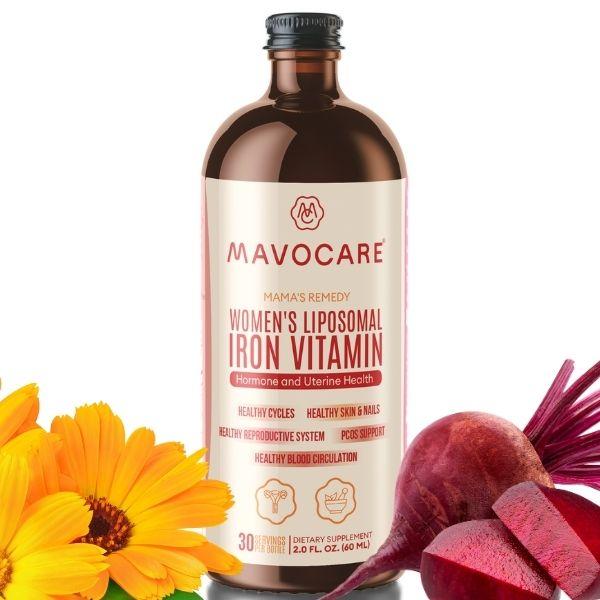 MavoCare Daily Liposomal Iron + BeetRoot Vitamin for Uterine, PCOS, and Fibroid Support - Vegan Dietary Supplement for Healthcare and Fitness