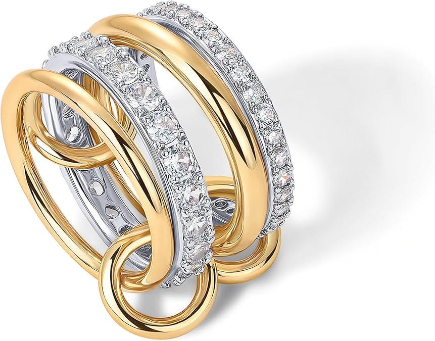 Interlinked Stackable Rings 查看[Interlocked Stackable Rings for Women - Cubic Zirconia Two-Toned ...
