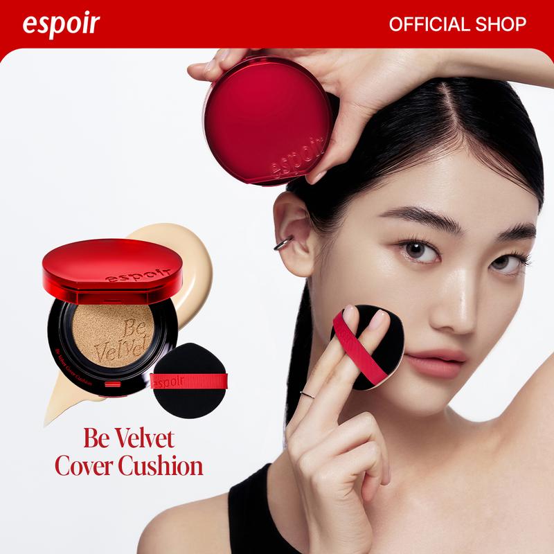 [Espoir Official] Be Velvet Peptide Cover Cushion | Full Coverage + Skincare in One Tap, Zero Oxidation, Lightweight Semi-matte Finish, Long-lasting | Vegan K-beauty(30 Shades) Foundation maquillaje