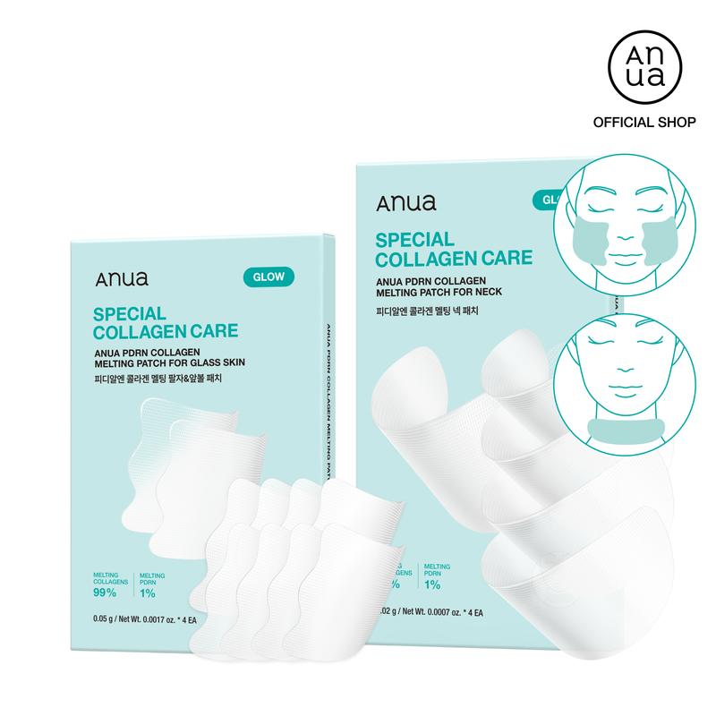[Anua] PDRN Collagen Melting Patch For Glass Skin, Face and Neck Duo Patch I 99% Pure Collagen Patch for Face and Neck, Lifting & Firming Skin Care, Rejuvenating skin, Korean Skincare