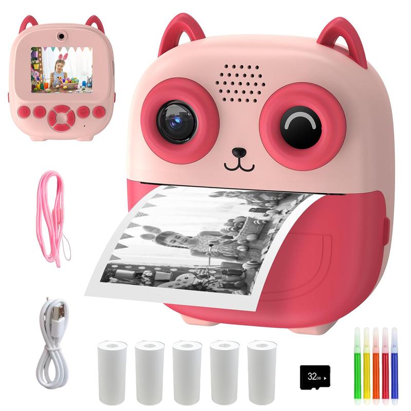 Pluuttiem Appareil Photo Enfant – 48 MP Double Caméra – Impression Instantanée Thermique – écran IPS 2,4″ – Vidéo – Bleu – Cadeau Créatif