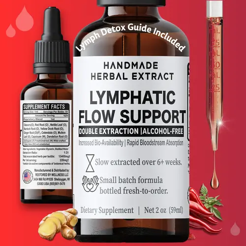 Lymphatic Flow Support Drops Herbal Blend - Mullein Leaf & Dandelion Root - Cayenne - Vegan - 60 servings Dietary Supplement