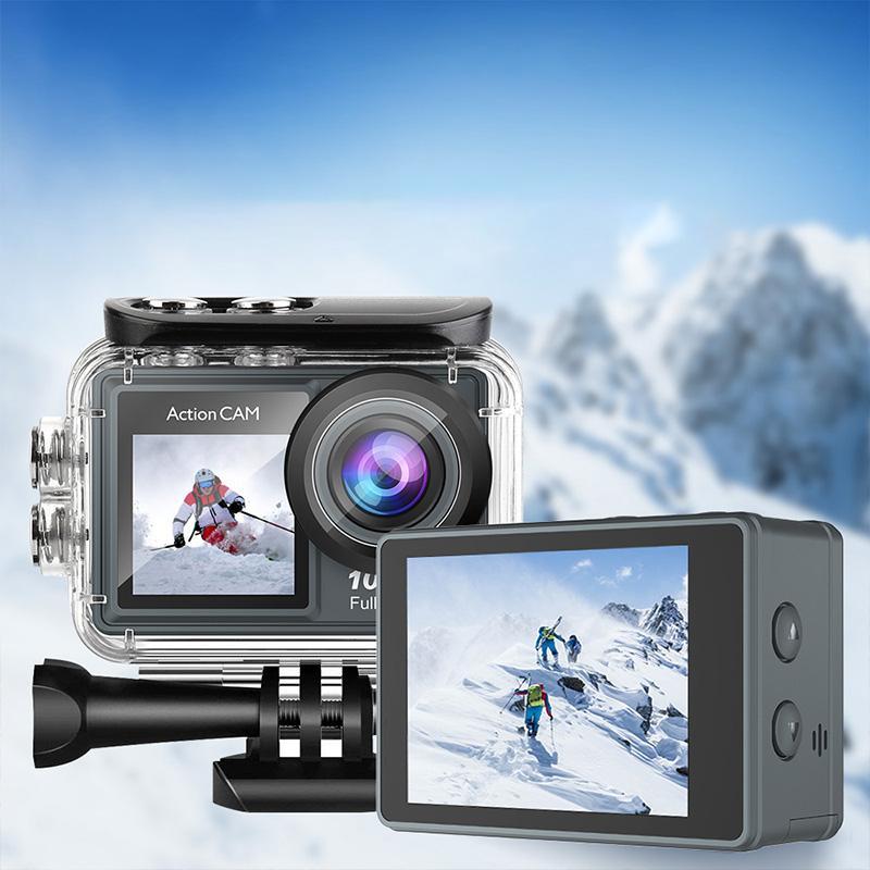Mobile Action Camera Waterproof Action Camera with Tripod, 1 Count Summer 1080P HD Dual ...