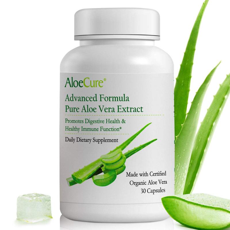 AloeCure Aloe Vera Capsules, 30 Capsules Organic Aloe Vera, 160,000mg Aloe Vera Equivalent Support Gut Health & Digestive Comfort, Natural Stomach Acid Buffer & Immune Supplement, Aloin Free