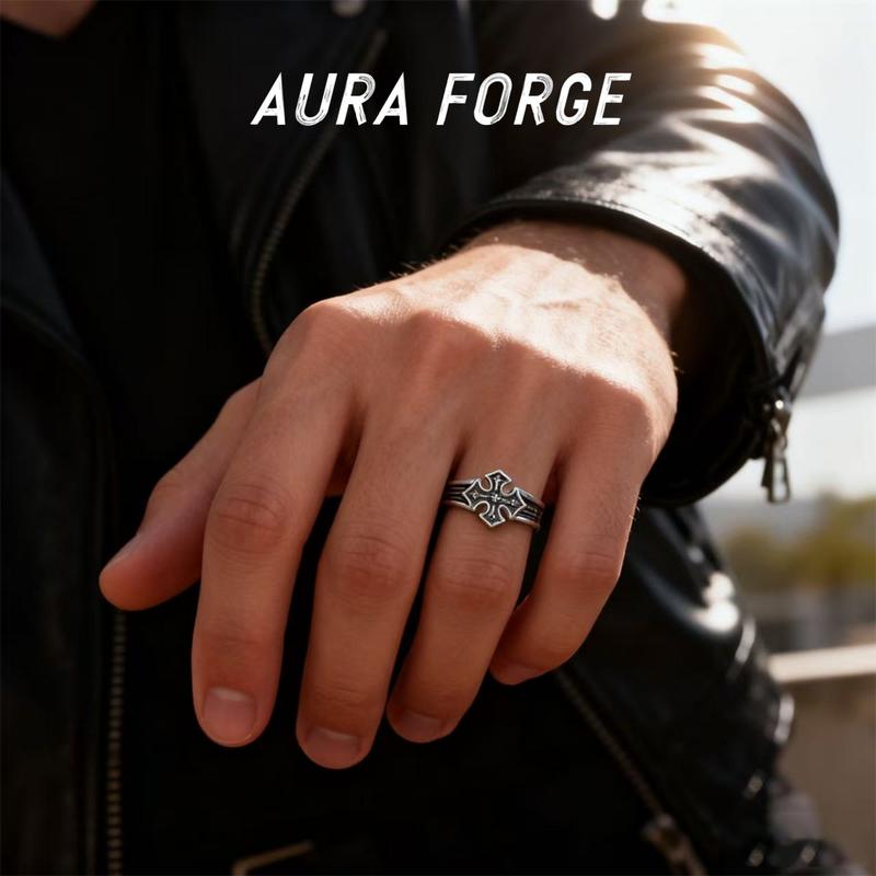 Aura Forge Men’s open crucifix ring made of stain TikTok爆款商品分析 - GMV/销量 ...