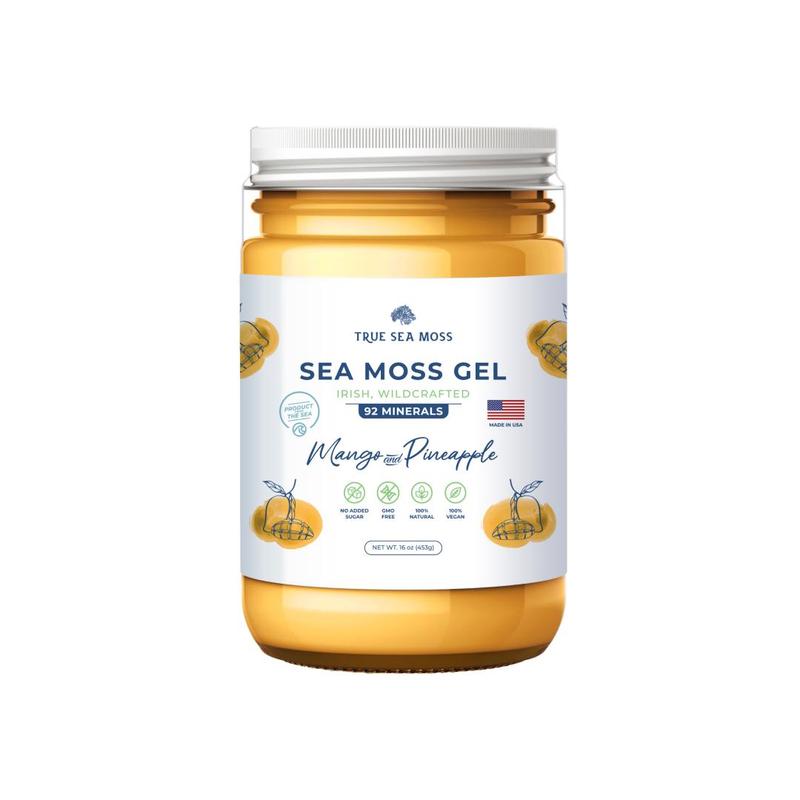 TrueSeaMoss Mango-Pineapple Sea Moss Gel – Nutrient-Rich Vegan Health Supplement with Minerals, Proteins & Vitamins – Made in USA