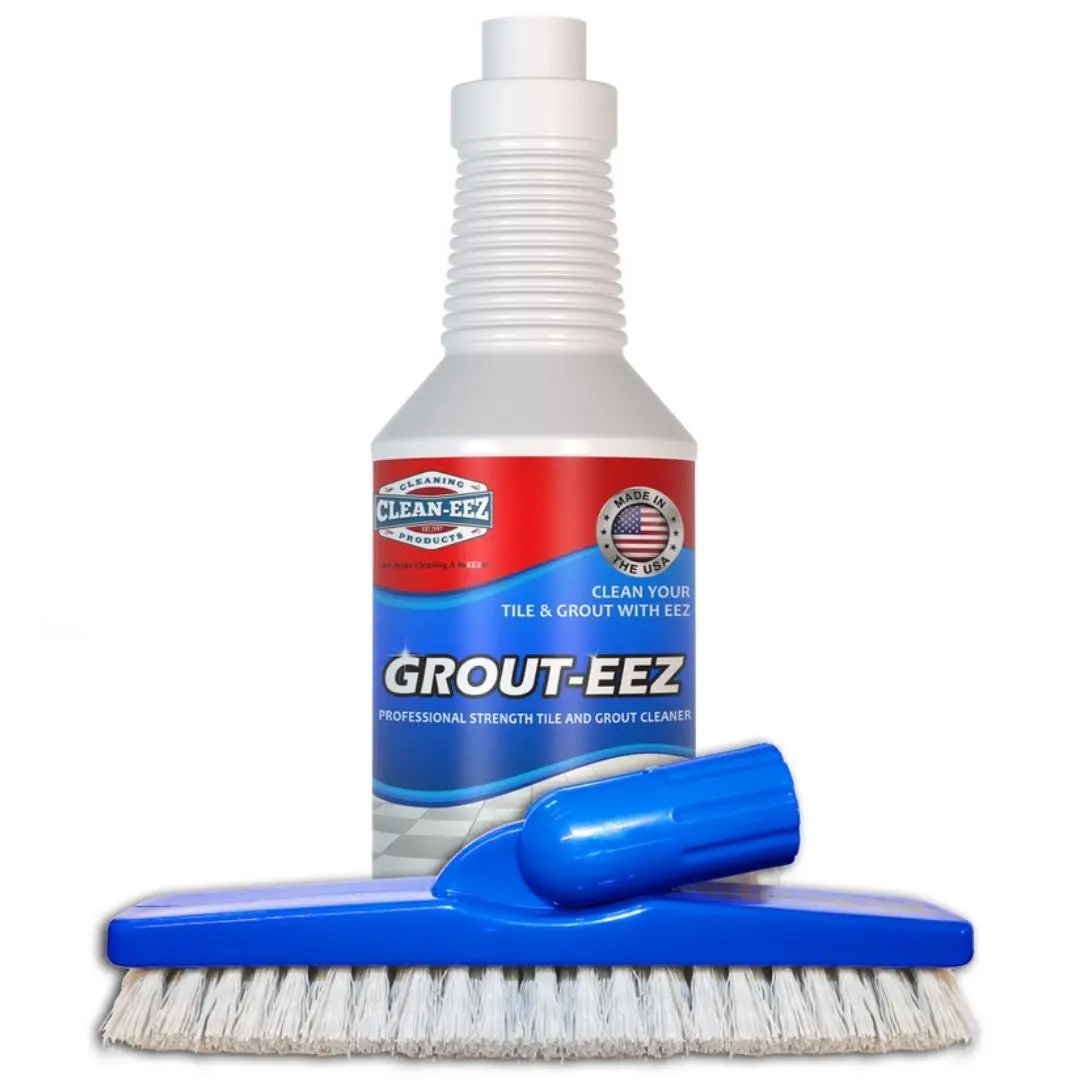 Grout Cleaner Kit with Stand-Up Brush, Clean Tile Floors Without Kneeling, Professional Strength Formula | Clean-eez Cleaning Products Heavy Duty Cleaning