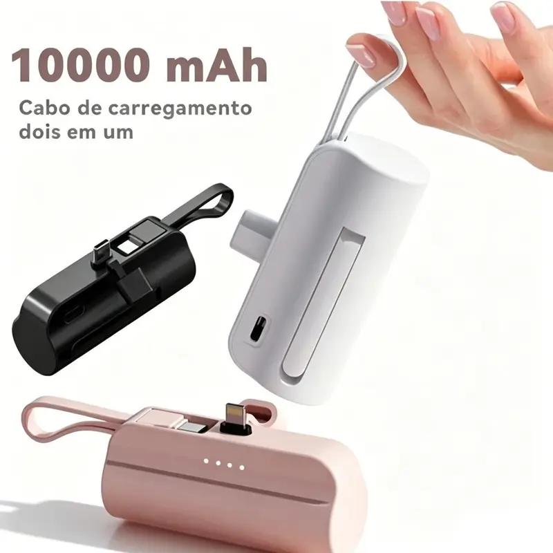 Mini Power Bank Carregador 10000mAh para iPhone eTouch-C 2 em 1