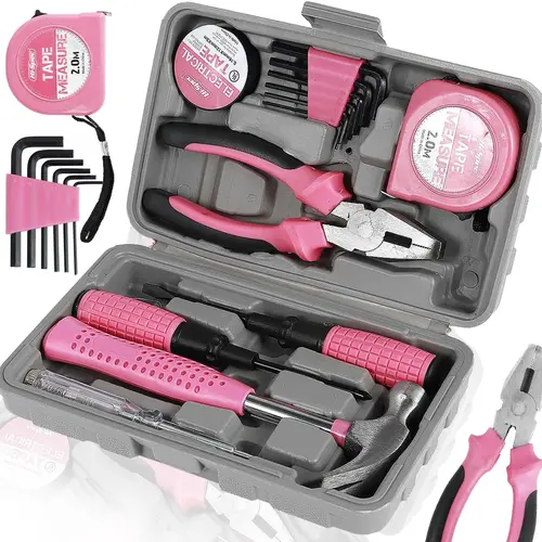 Small and Convenient 13-Piece Pink Home Repair Tool Set | Girl's Boy's ...