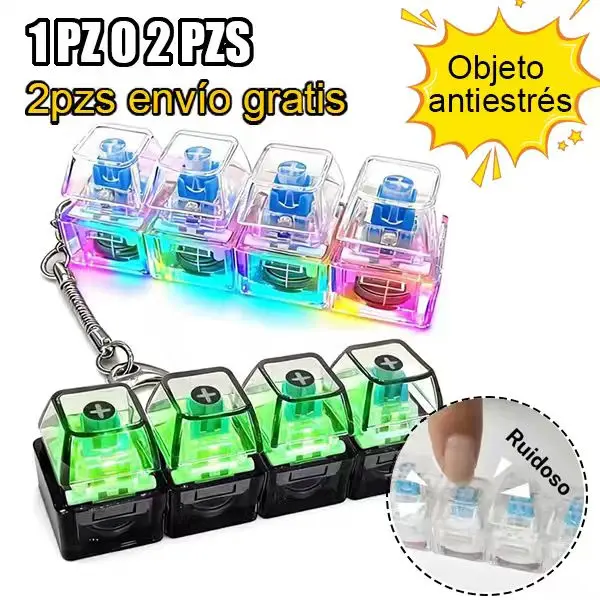 Llavero Fidget Con Teclado De 4 Botones Y Luces – Juguete Anti-estrés Mecánico Para Oficina, Escuela Y Viaje
