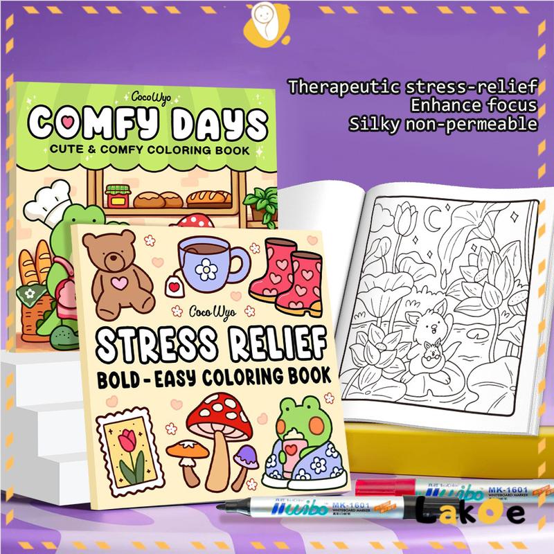 查看[Coco Wyo Stress Relief Bold Easy Coloring Book for Kids Adults Teens ...