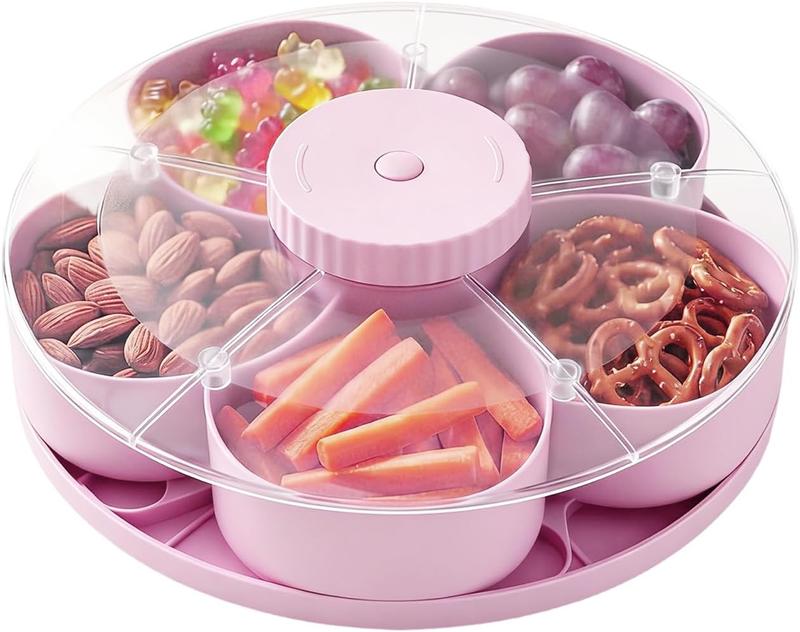 查看[Snack Spinner, Rotating Veggie Tray with Lid, Divided Serving Tray ...