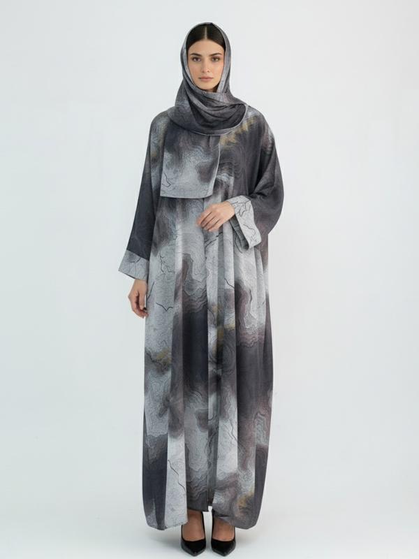 New Muslim Tie-Dye Robe Set with Headscarf, Long S TikTok爆款商品分析 - GMV ...