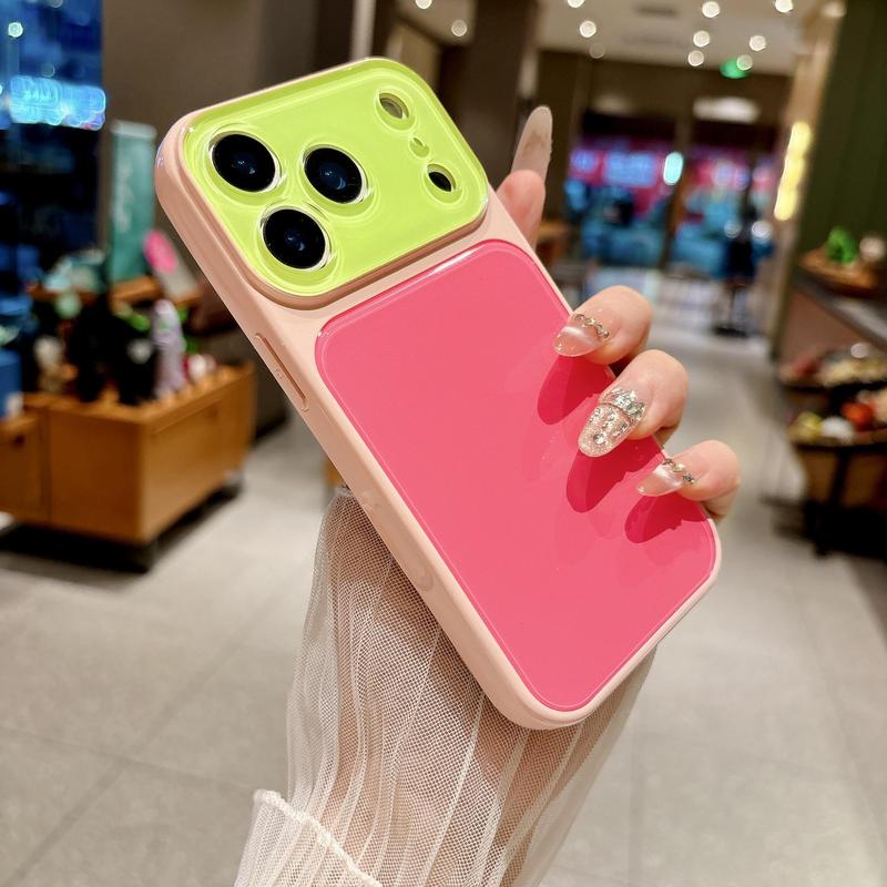 Dopamine Contrast Color Phone Case Suitable for iPhone 17 16 15 14 Pro Max Color Block Crystal Camera Lens Protection Slim Shockproof Bumper Protective Cover for Women Girls#tiktokshopbacktoschool