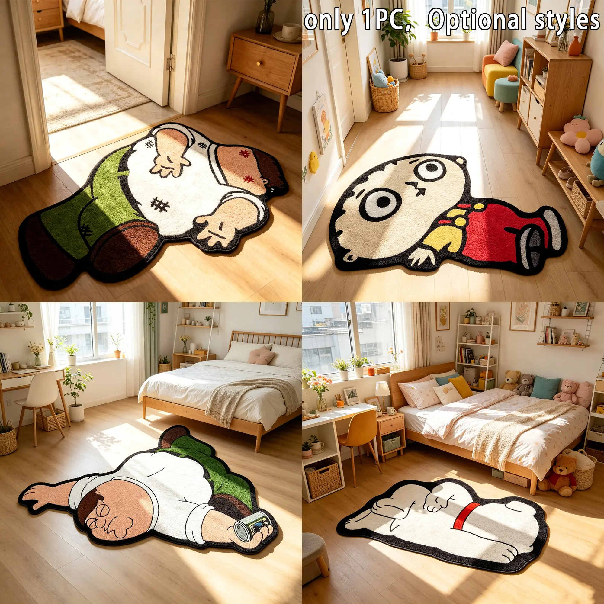 Cartoon Character Design Floor Mat, 1 Count Cute S TikTok爆款商品分析 - GMV ...