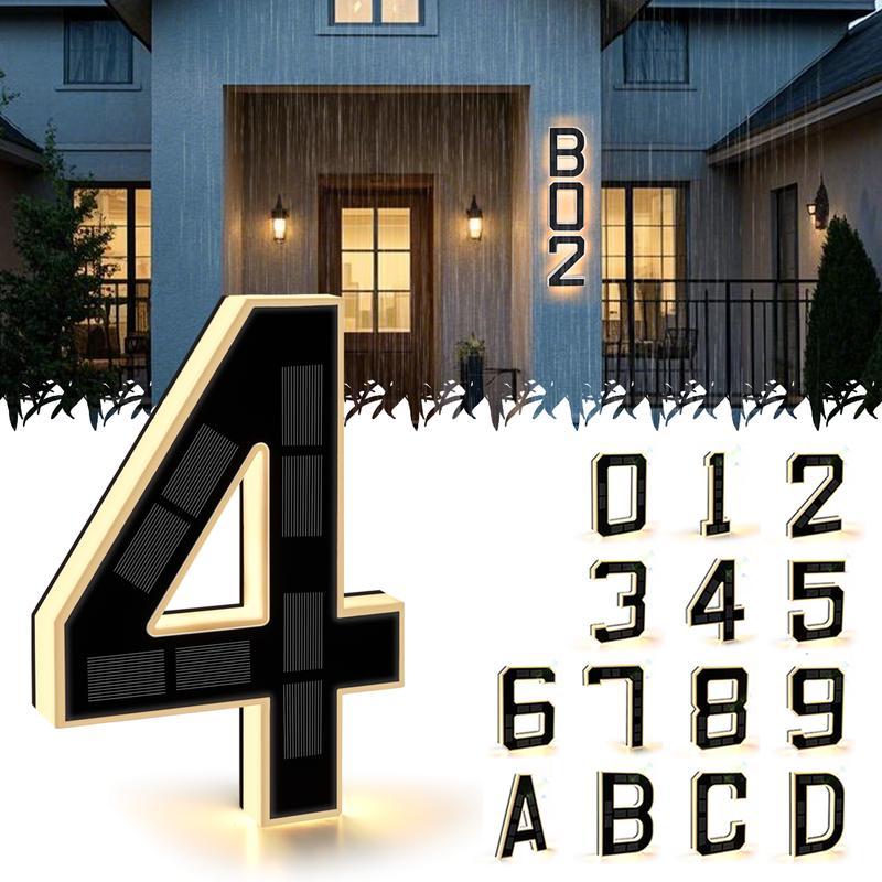 Lighted Solar Powered House Numbers – LED Backlit Address Sign, 1000mAh Battery, Weatherproof ABS For Outside Night Visibility