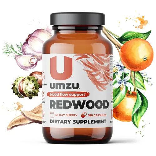 UMZU Redwood Blood Flow Nitric Oxide Supplement | Supports Blood Pressure, Circulation, Stamina & Energy for Men & Women (30 Day Supply | 180 Capsules)