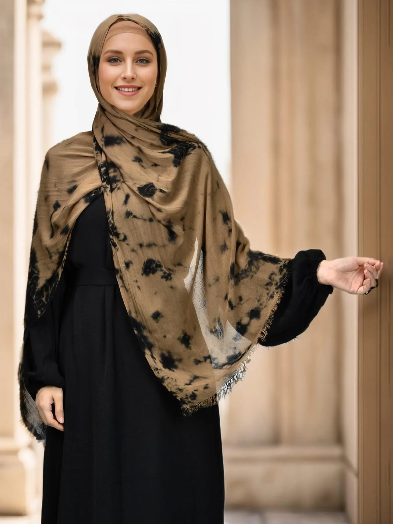 Women's Tie Dye Print Khimar, Muslim Headscarf Cover, Fashionable Long Scarf for Daily Wear, Casual Versatile Hijab for Women