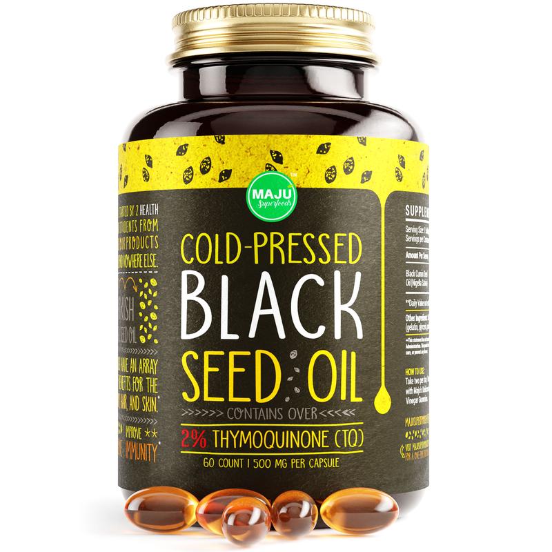 MAJU Black Seed Oil Capsules (60ct) - Thymoquinone, Vitamin Supplement, Fitness, Optimum Dietary Healthcare Support