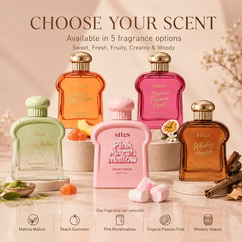 Sttes Women's 100ml Eau de Parfum (EDP) Spray - Beauty Products, Creamy Vanilla Scent, Sweet Fruity Gourmand & Woody EDP Gourmand Fragrance, Scent Selection Option, Perfumes,back to school