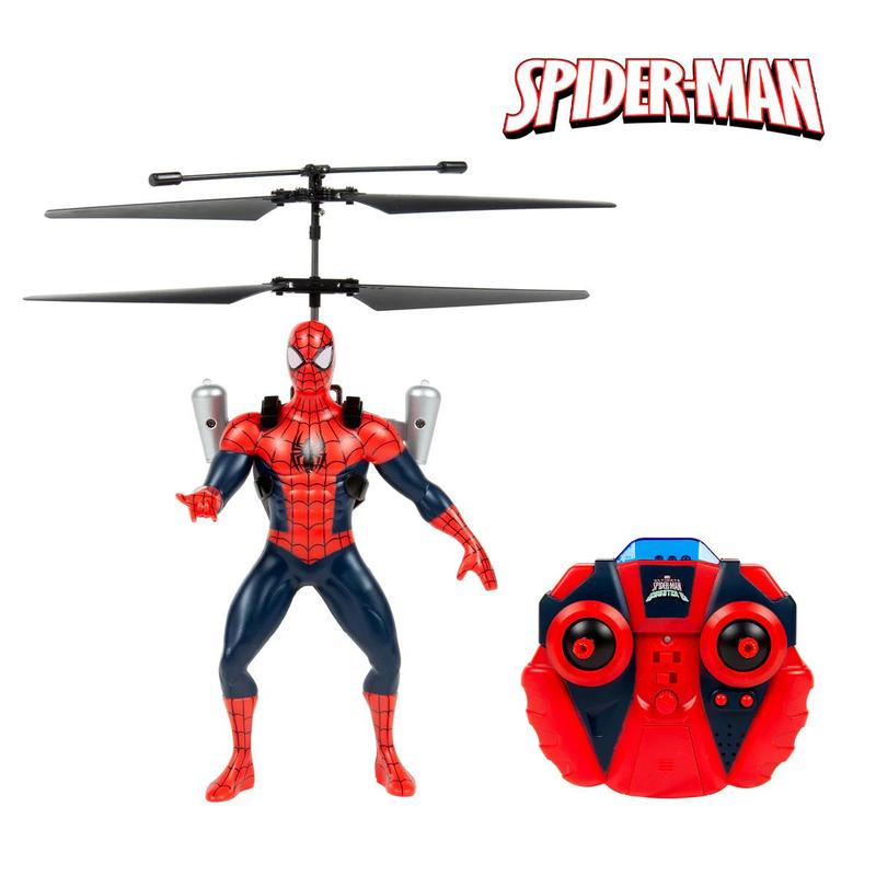 World Tech Toys Licensed RC Flying Figure Helicopter 2CH – Iron Man, Spider-Man, Captain America, Batman, Superman & Sonic– LED Lights, Gyro Stabilization, Kids Ages 6+, Battery Not Include