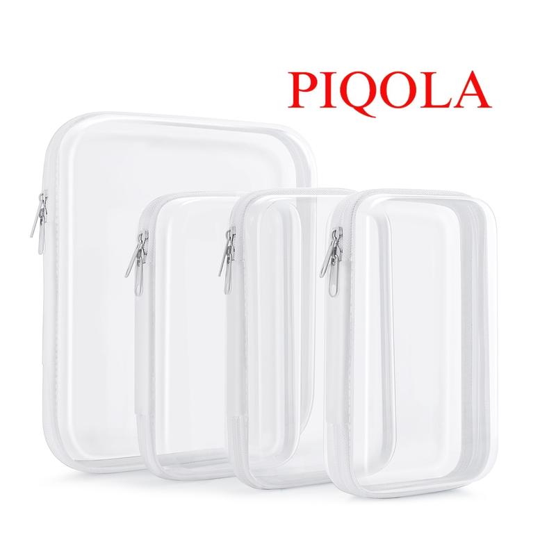 PIQOLA Clear Organizer Storage Box Clear Hard Shell Zipper Case PVC Plastic CLear Storage Containers for Tools & Small Objects Girl Stuff Summer Pool Portable Travel Organizer Set Makeup Organizer Toy Storage Bins High Transparency Diapper Bag M+3S
