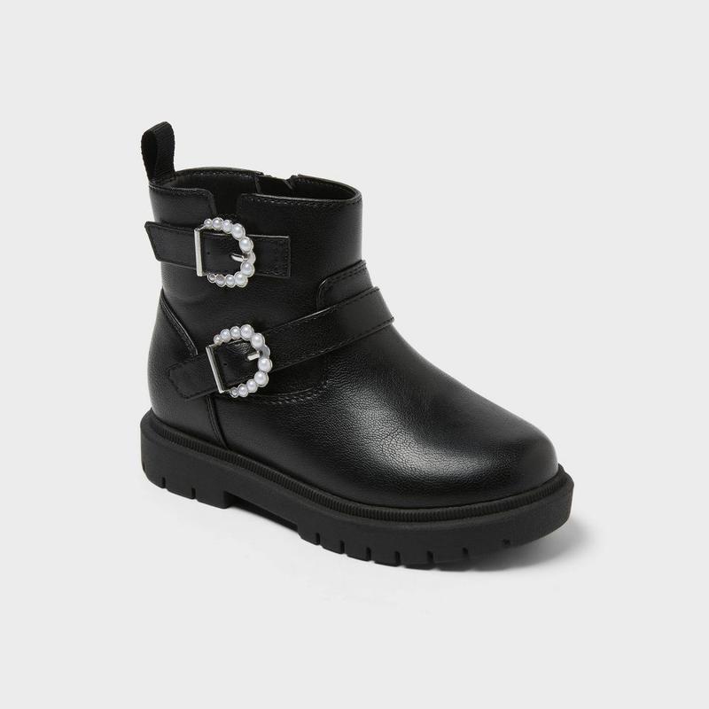 Cat & Jack Toddler Girls' Evie Lug Sole Ankle Boots - School Girls Shoes, Flat Heel, Closed Toe, TPR Rubber Construction