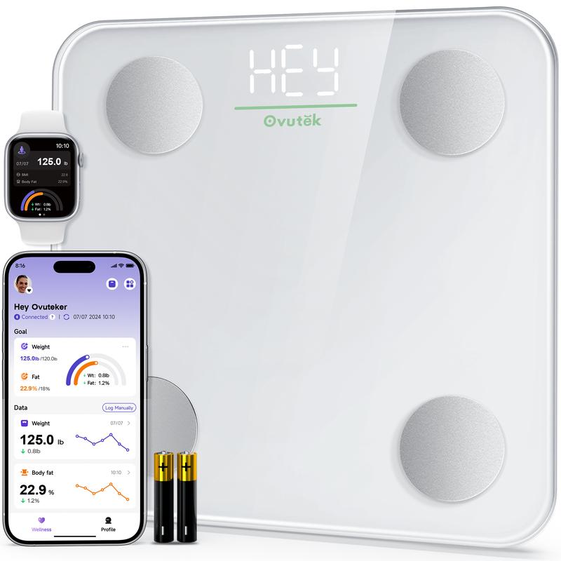 OVUTEK Smart Scale for Body Weight, BMI, and Body Fat Composition, Bluetooth, and Smartphone App Connectivity Weight Scale, Smart High Accuracy Body Fat Scale Digital