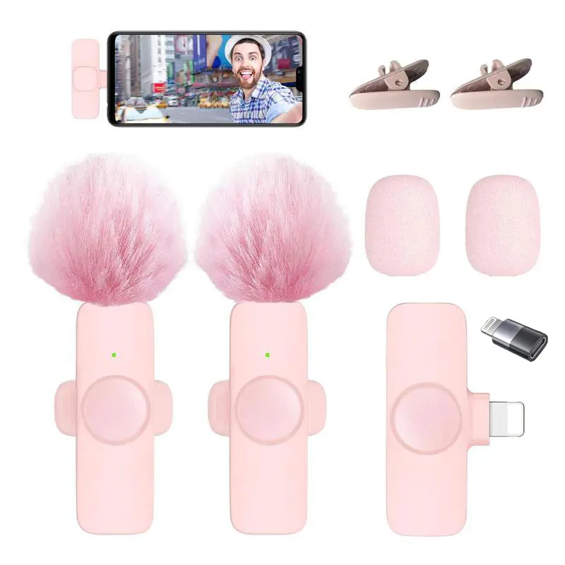 查看[2 Pcs Pink Wireless Lavalier Mini Microphone for iPhone iPad ...