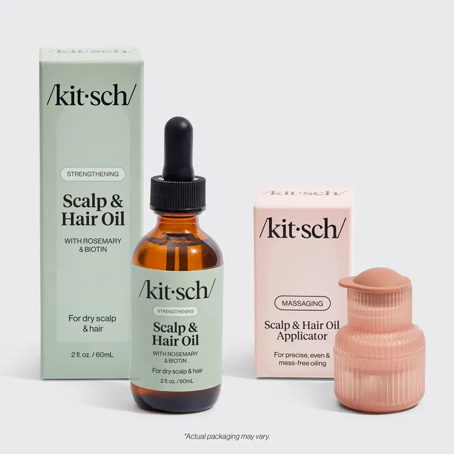Scalp & Hair Oil Applicator + Rosemary Oil Set – Head Massager & Root Comb Applicator Bottle for Precise, Even & Mess-Free Oiling – Kitsch