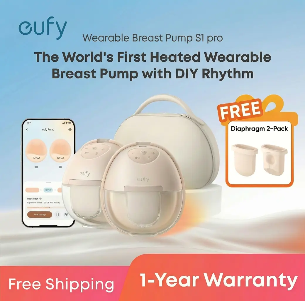[LIVE] eufy S1 Pro Heated Wearable Breast Pump, Hands-Free Breast Pump with Industry-Leading HeatFlow Tech, App-Controlled OptiRhythm, Hospital-Grade Suction, Leakproof, Slim and Ultra-Quiet for in-Bra Use