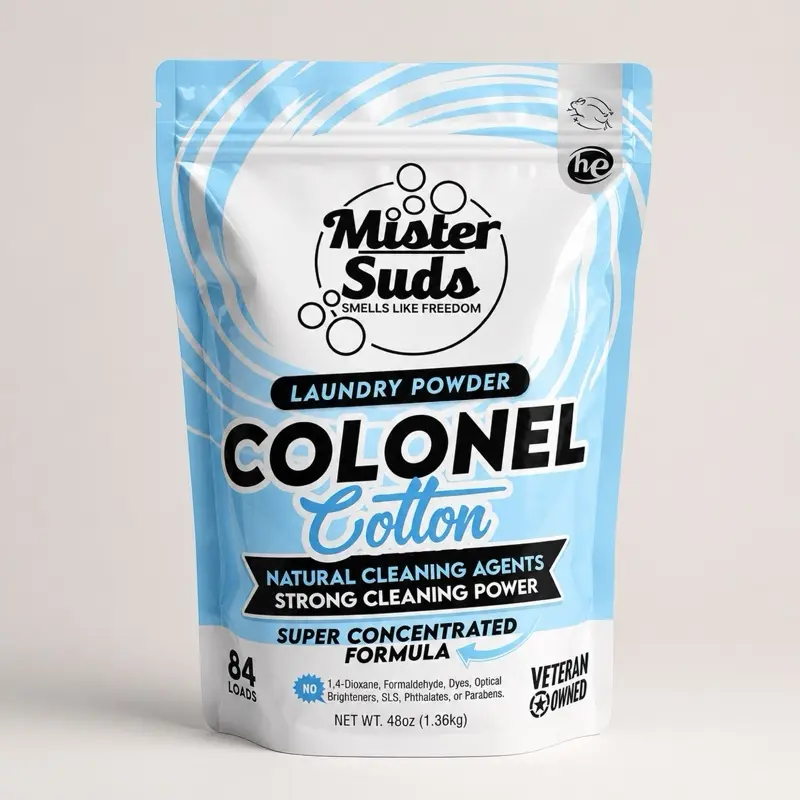 Mister Suds Laundry Detergent Powder - 3LB Super Concentrated Formula - 84 Loads - 100% Natural Cleaning Agents - Gentle & Hypoallergenic - Veteran Owned Business